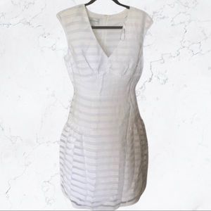 Donna Morgan Sheer Stripe Linen Fit & Flare Dress